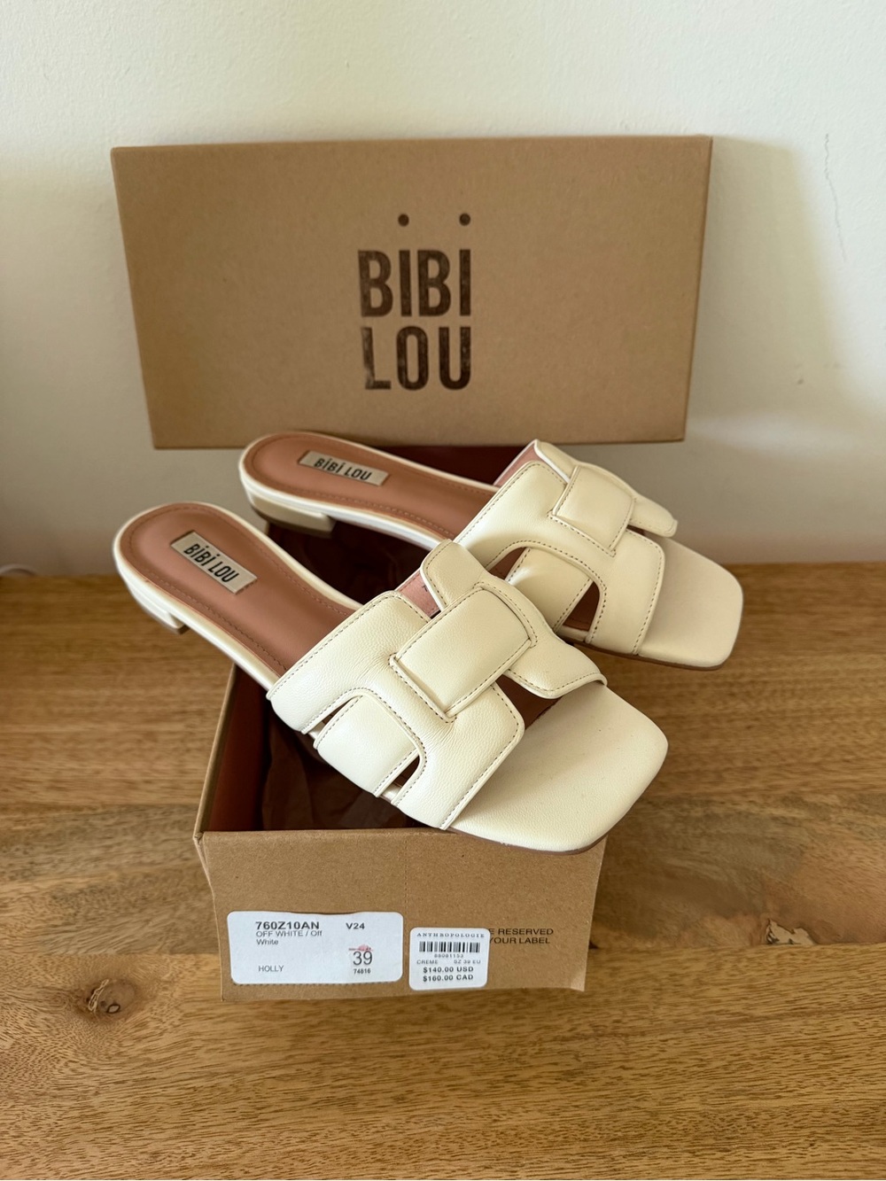 Bibi Lou Holly Cream Slide Sandals 39